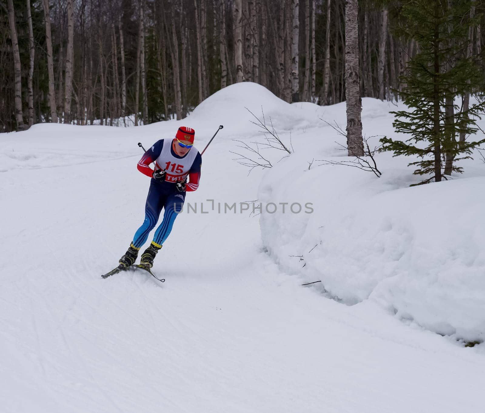 Russia, Volgodonsk - January 18, 2015: SkiingTraining ride on skis Winter sport