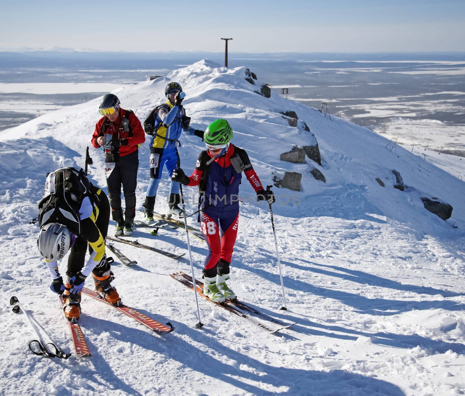 Russia, Volgodonsk - January 18, 2015: SkiingTraining ride on skis Winter sport