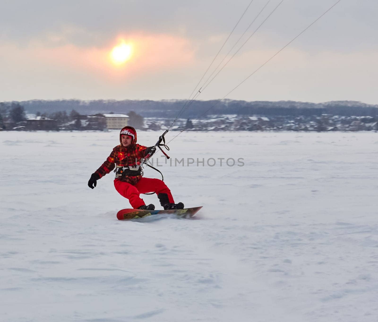 Russia, Volgodonsk - January 18, 2015: SkiingTraining ride on skis Winter sport