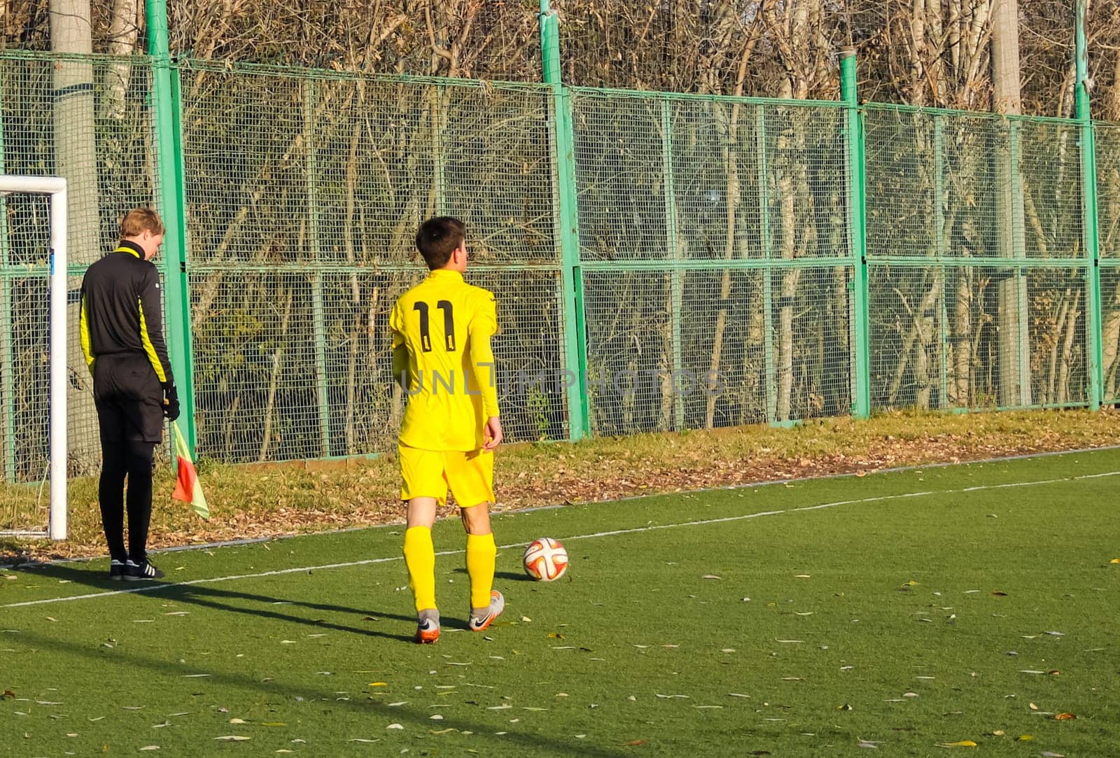 Russia, Volgodonsk - may 17, 2015: Football game. Training matches junior teams and fans
