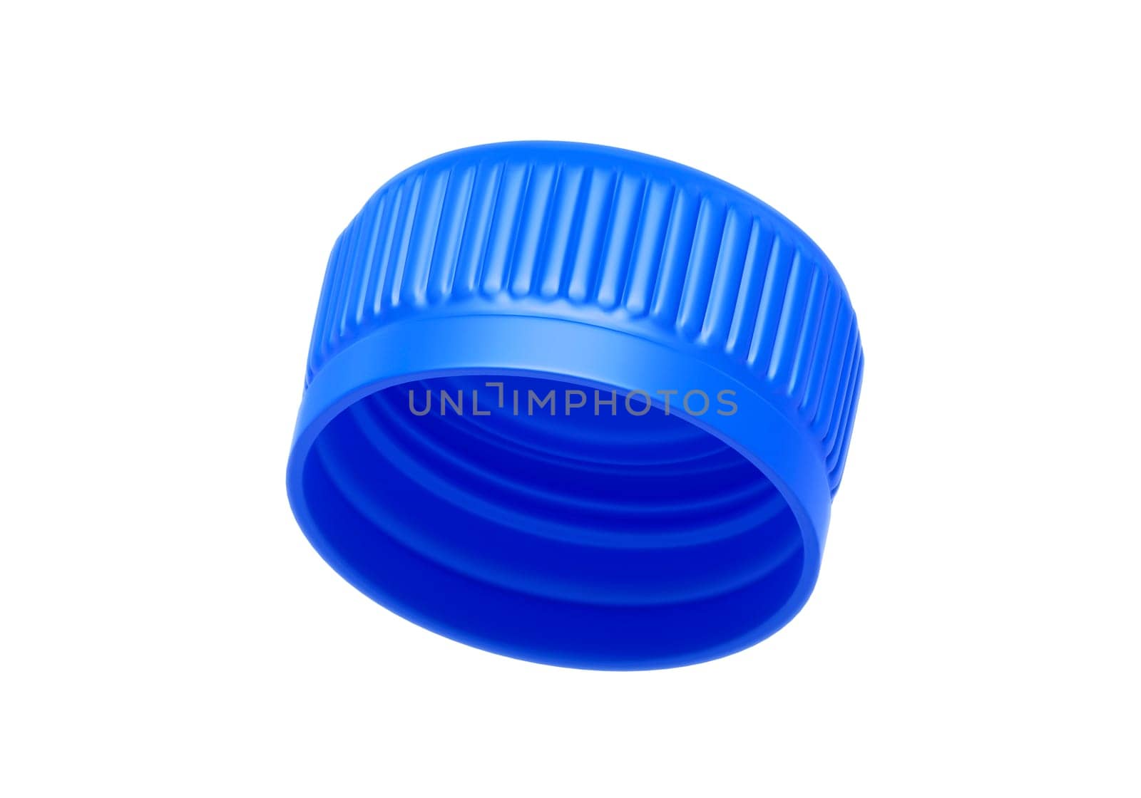 Blue plastic bottle caps isolated on white background