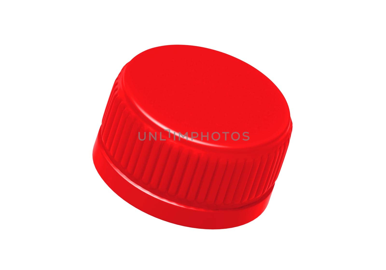 Red plastic bottle caps isolated on white background
