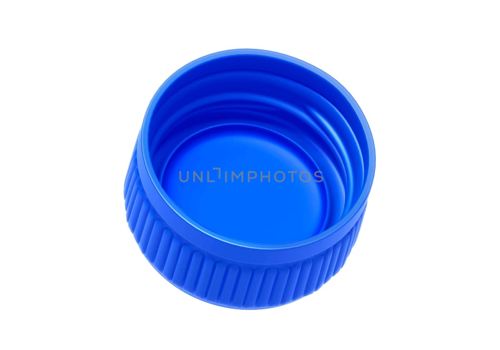 Blue plastic bottle caps isolated on white background