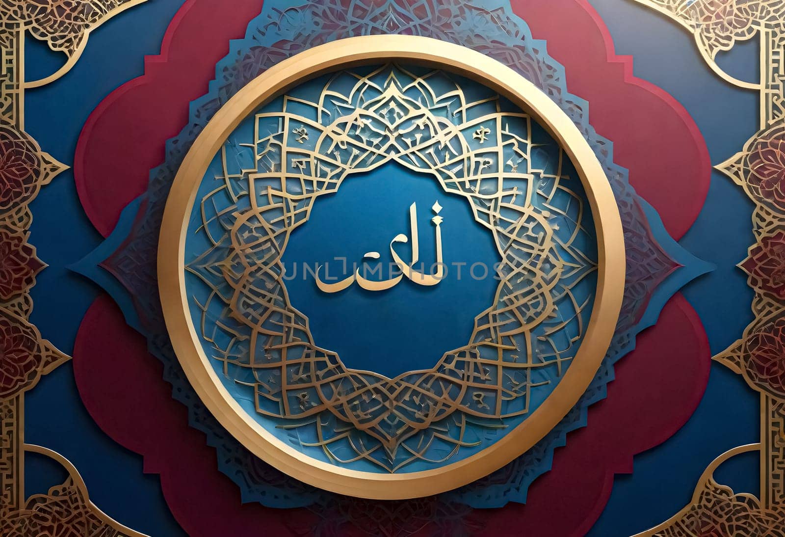 AI generated of a blue and gold logo with arabic writing on it