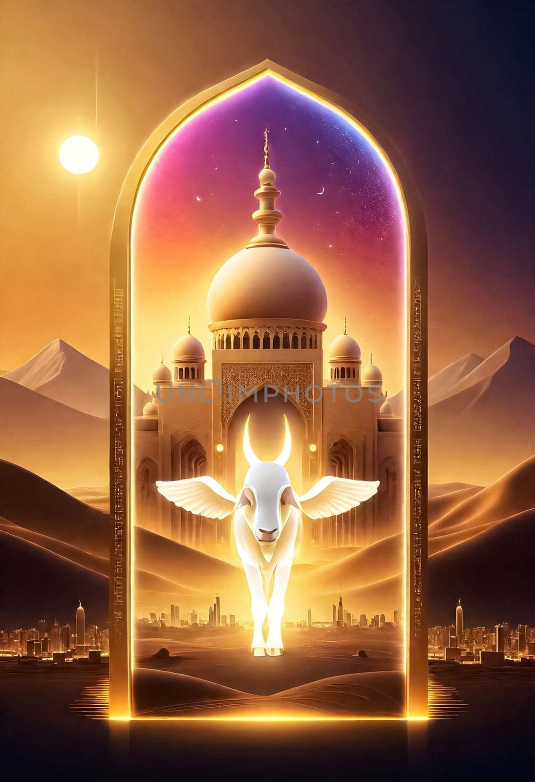 AI generated of a poster for a magical sheep on the desert