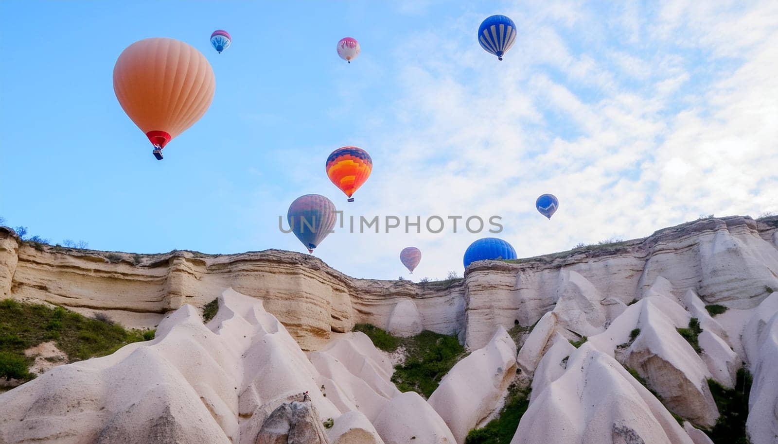 Many Hot Air Balloons In Cappadocia Turkey