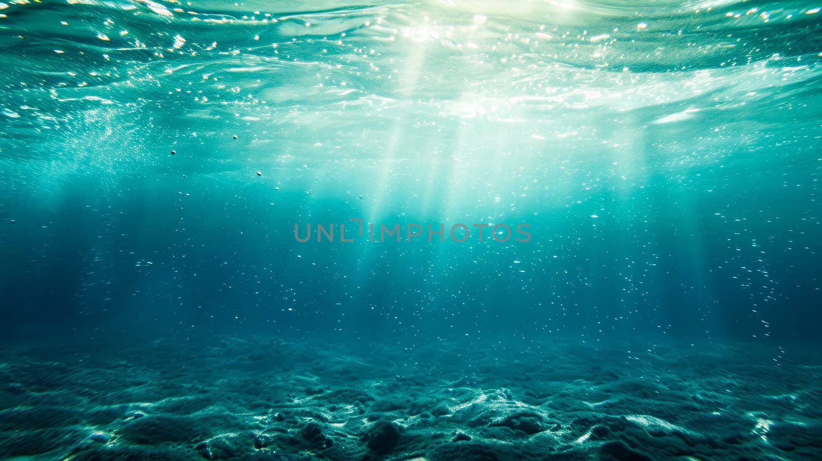 View of the ocean floor with sunlight breaking through