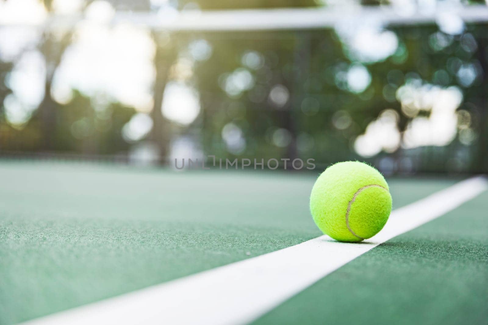 Tennis ball on the court with copy space for your text