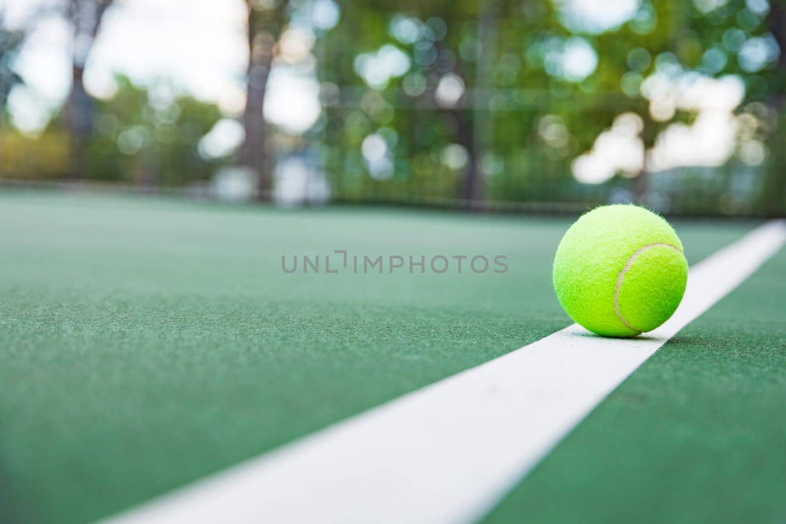Tennis ball on the court with copy space for your text