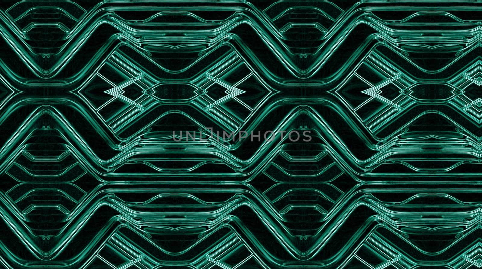 Abstract background with a geometric pattern of green on a black background