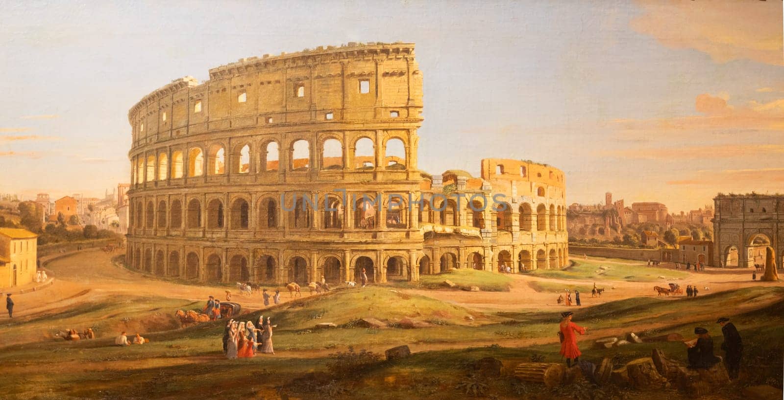 Turin, Italy - May 2023: The Colosseum,  Gaspare Vanvitelli painting, Rome 1736
