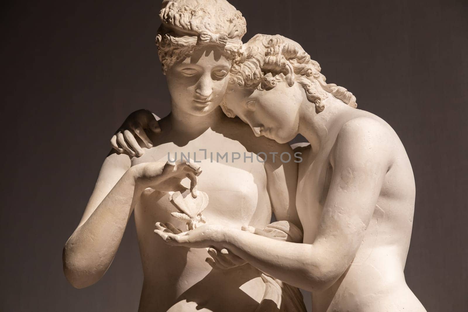 Bassano del Grappa, Italy - December 2022: Cupid and Psyche standing, Antonio Canova. Concept of love, couple, eros
