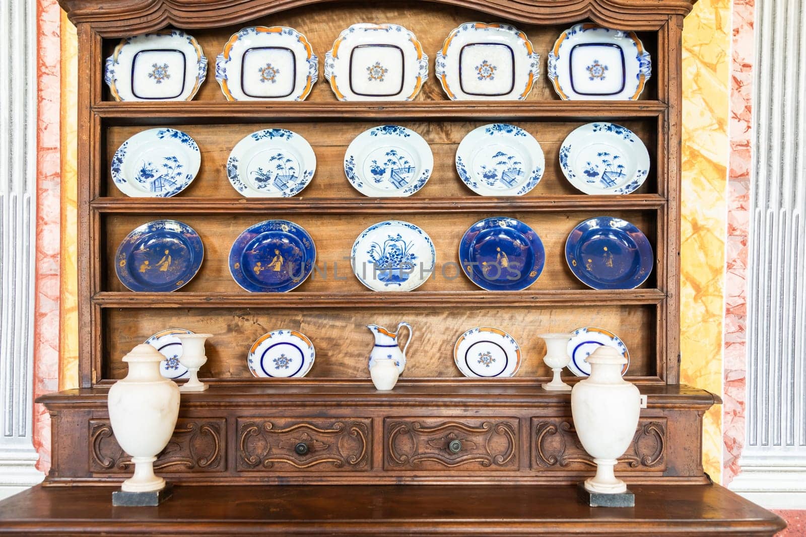 Old pottery collection, antique Italian porcelain, retro decoration from '800
