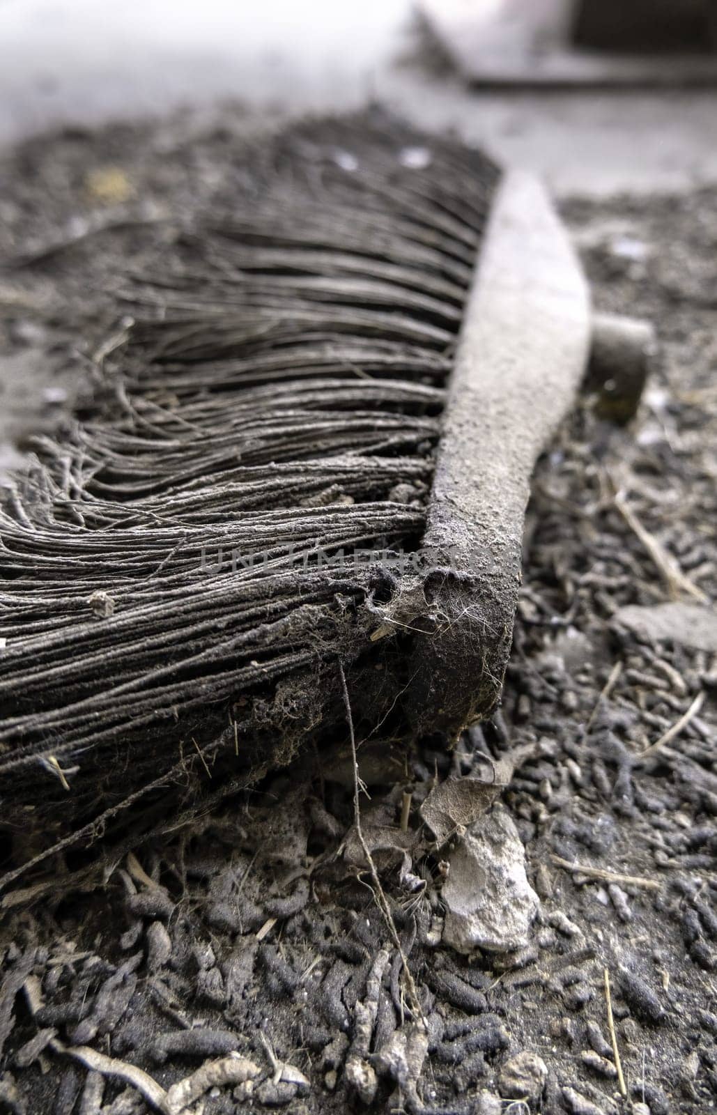 Detail of old and damaged broom for sweeping dirt
