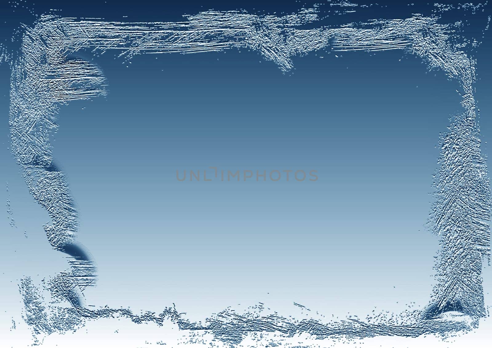 Winter blue background in the form of a frame with an empty space in the center for text or logo