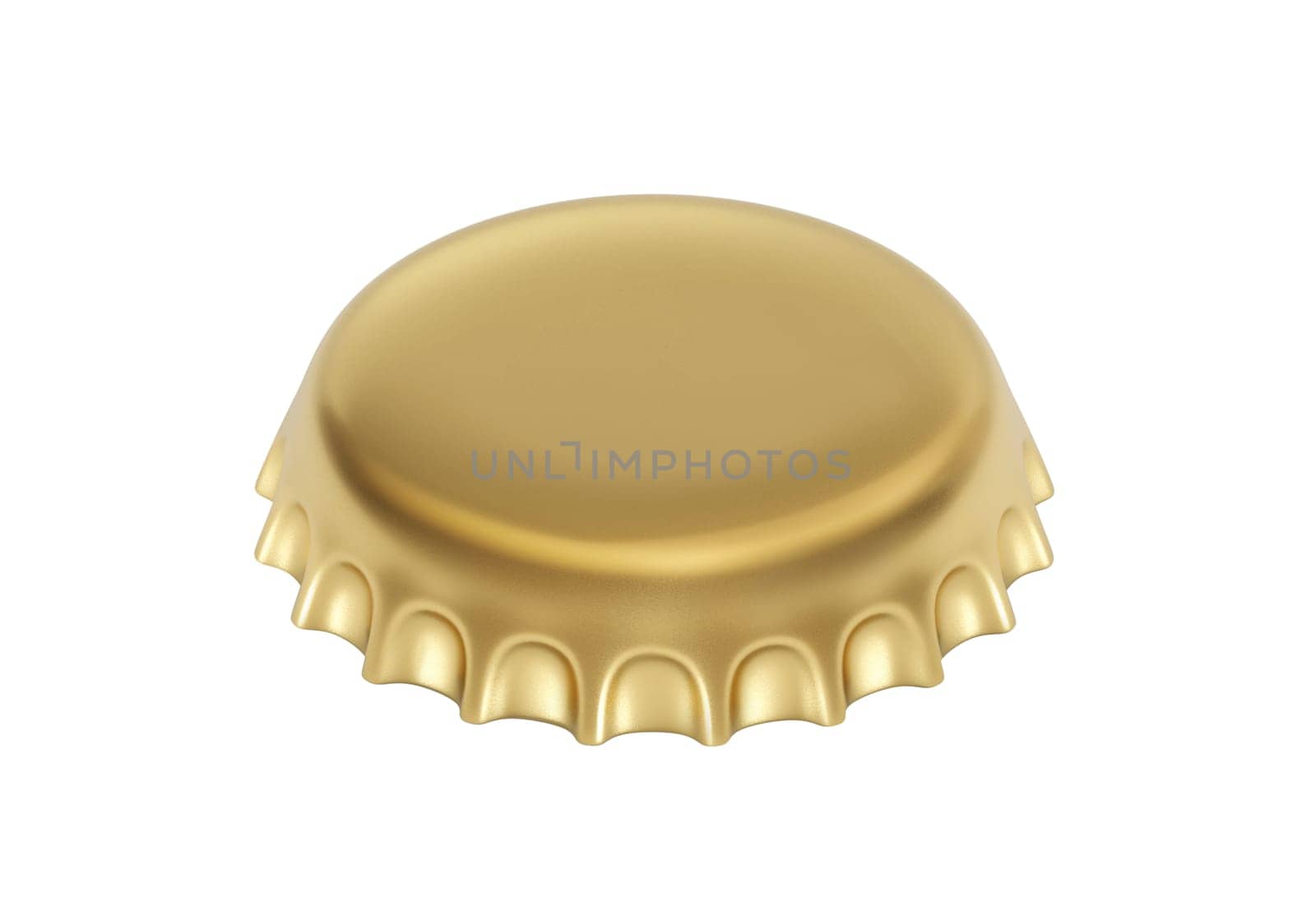Golden bottle cap isolated on white background