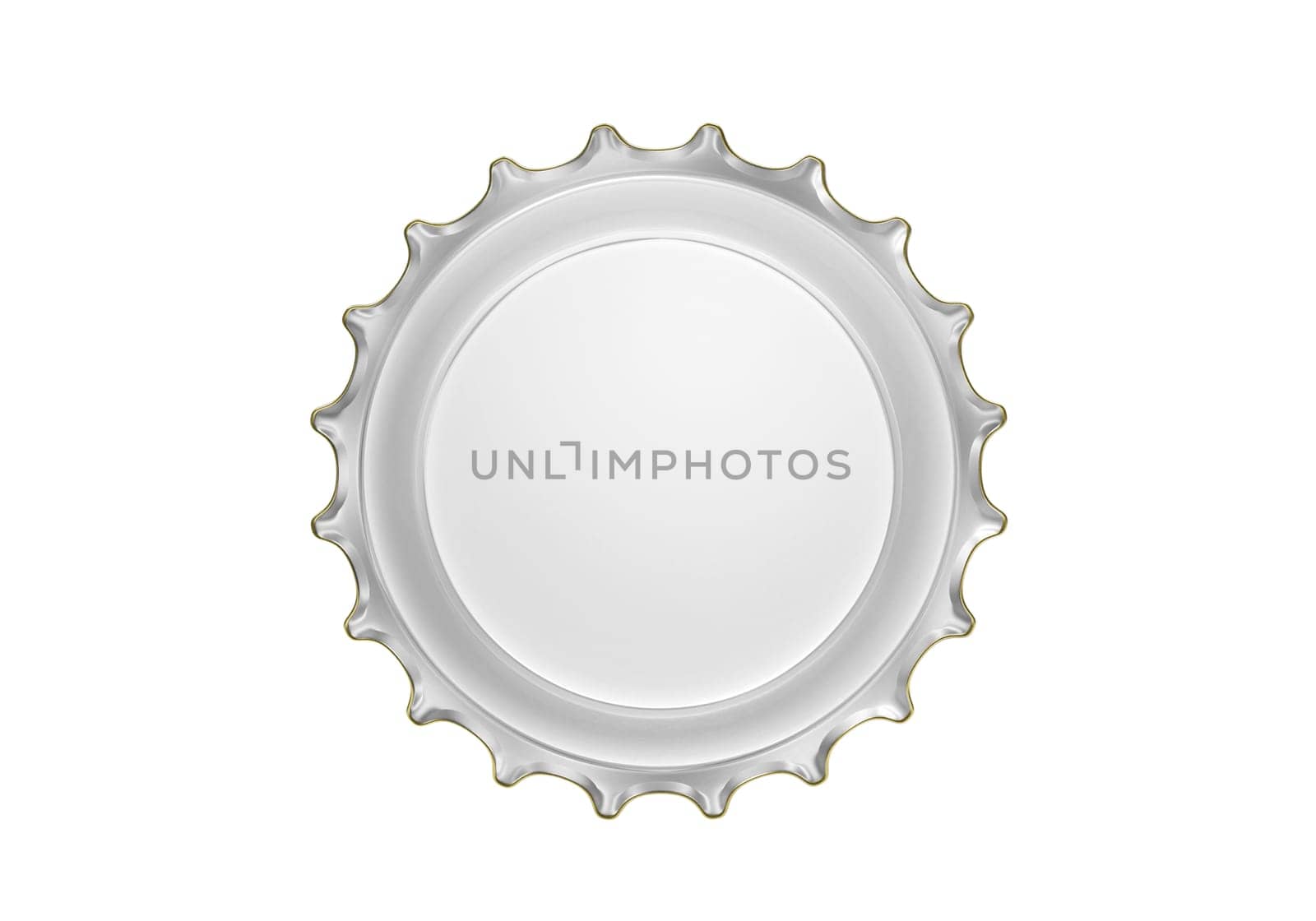 Golden bottle cap isolated on white background