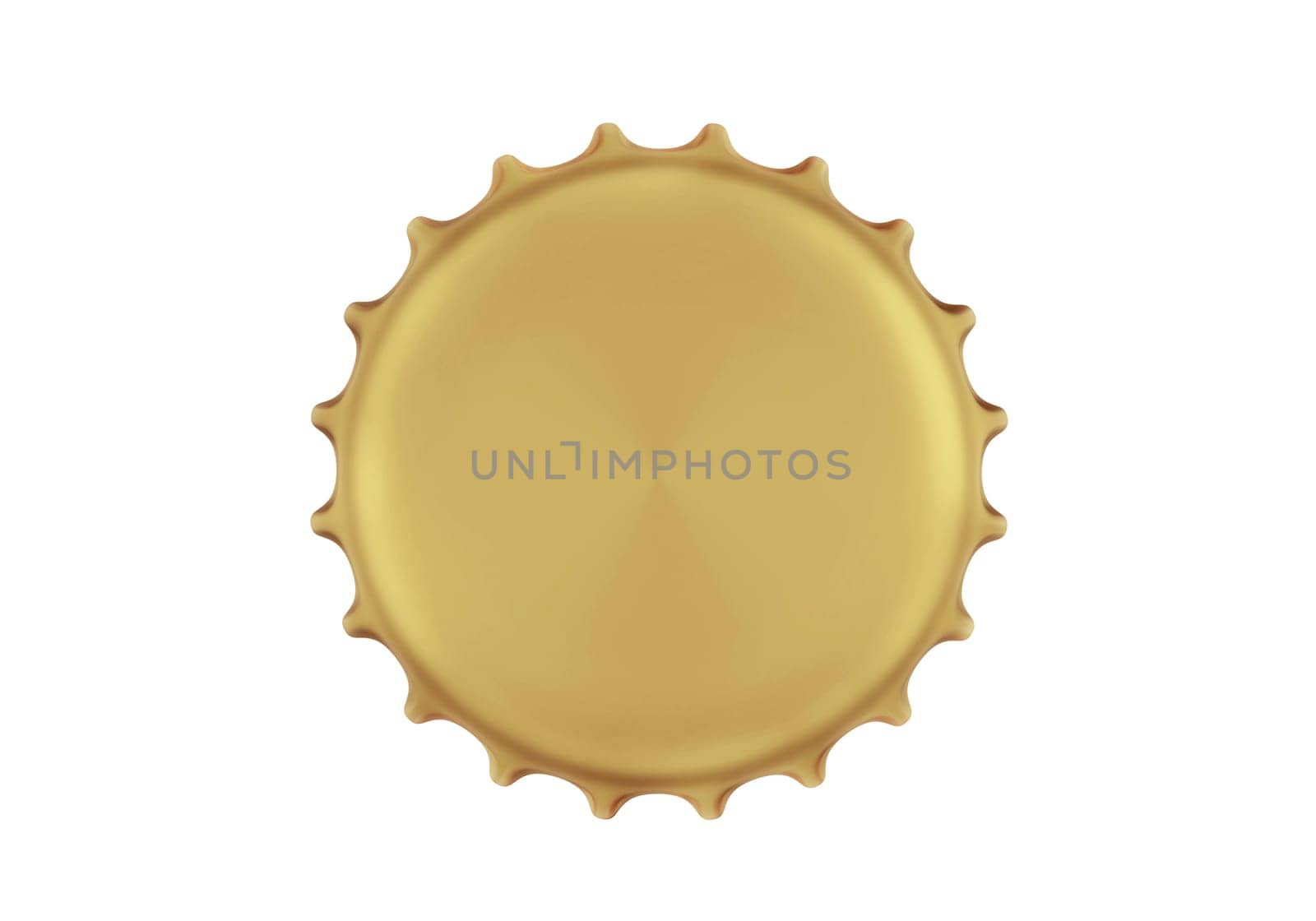 Golden bottle cap isolated on white background