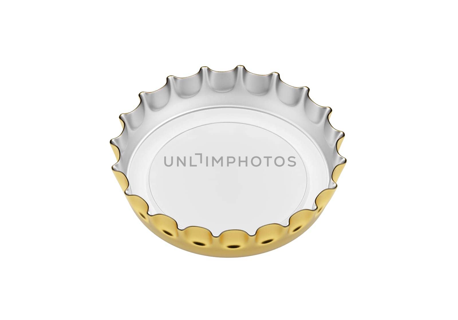 Golden bottle cap isolated on white background