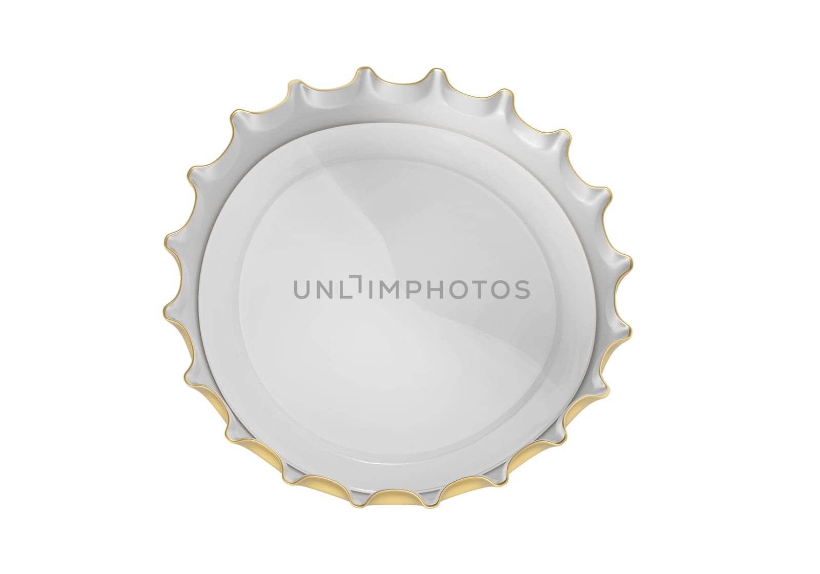 Golden bottle cap isolated on white background
