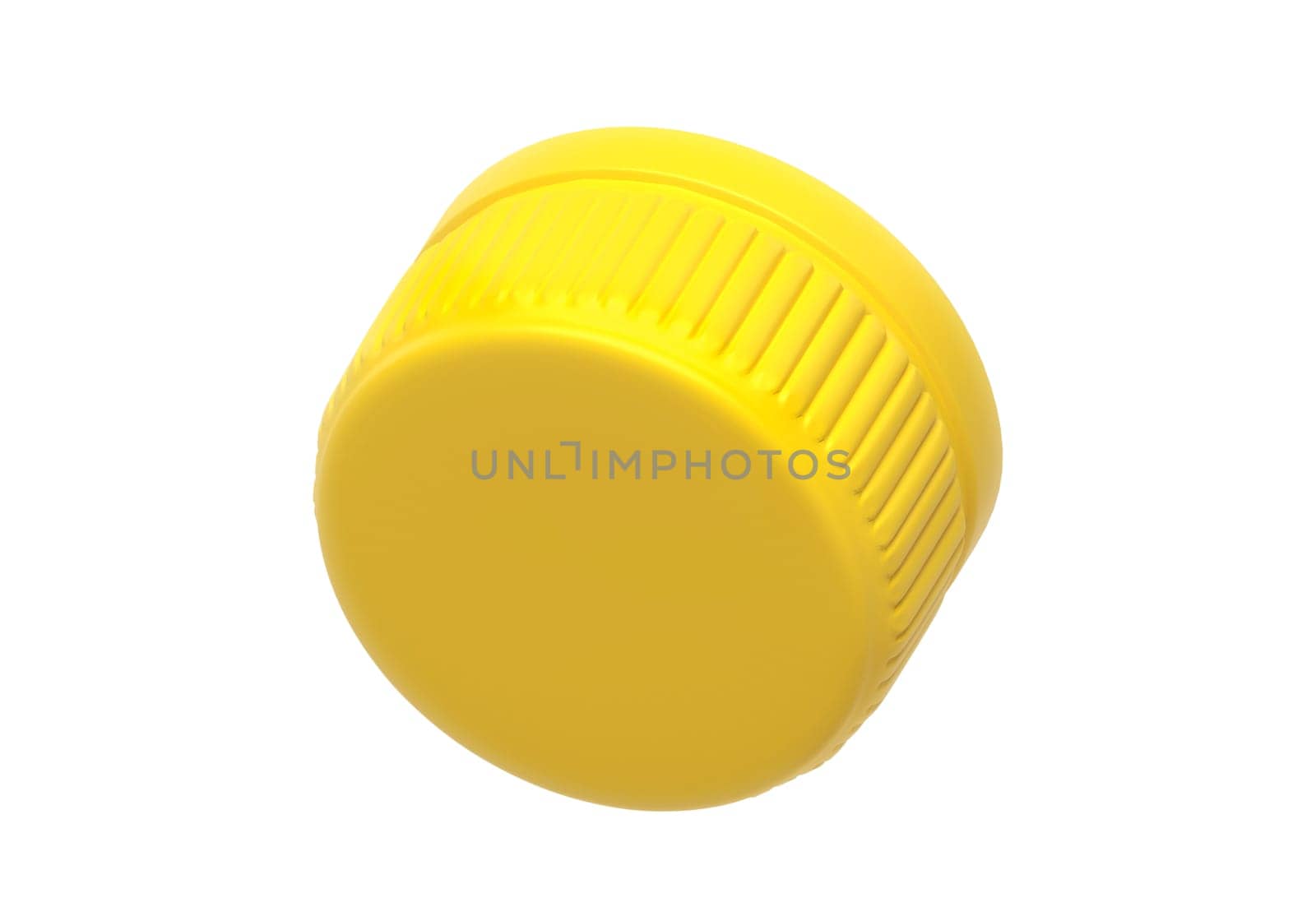 Yellow plastic bottle caps isolated on white background