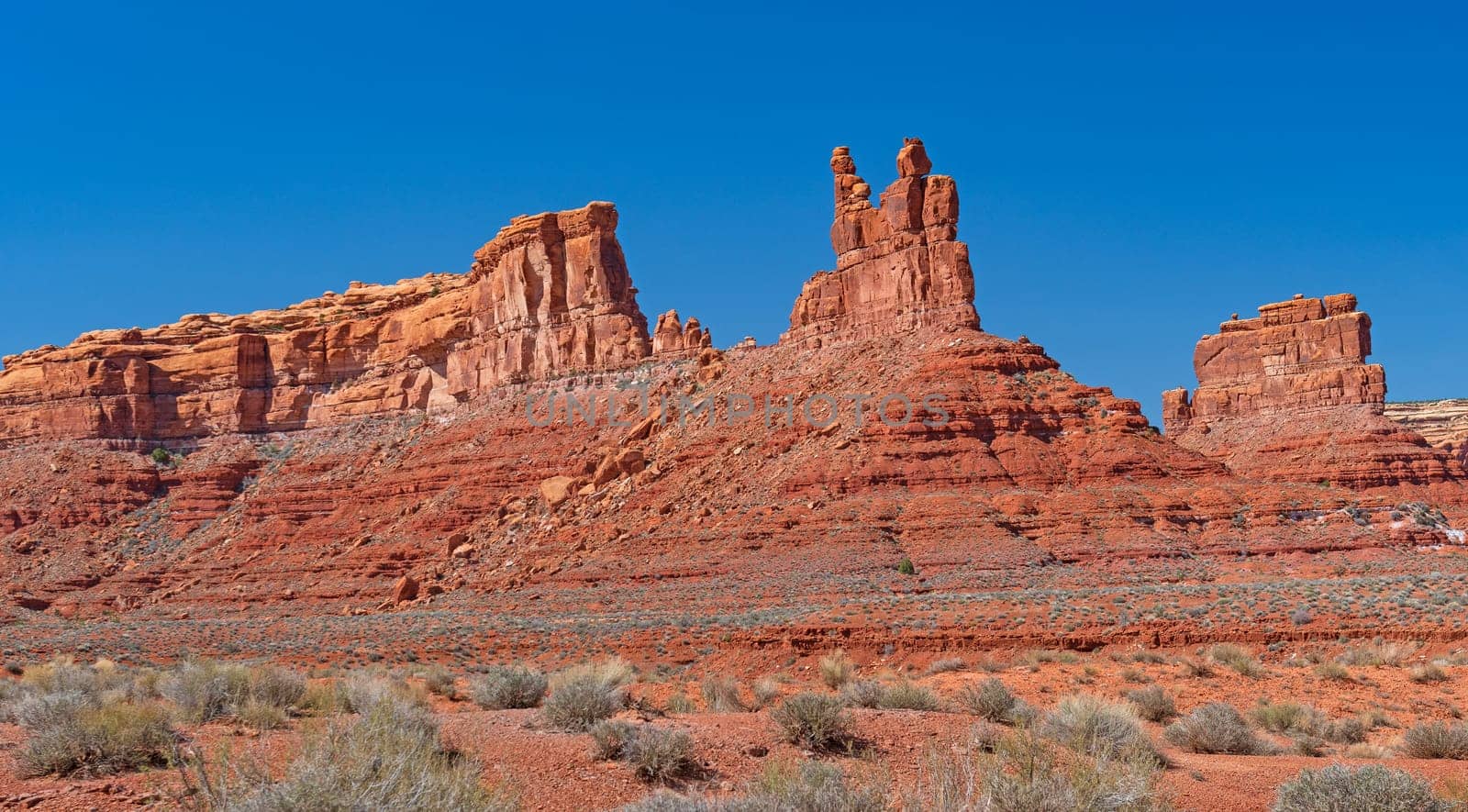 Eroded Rock Pinnacles in the Desert in teh Valley of the Gods in Utah