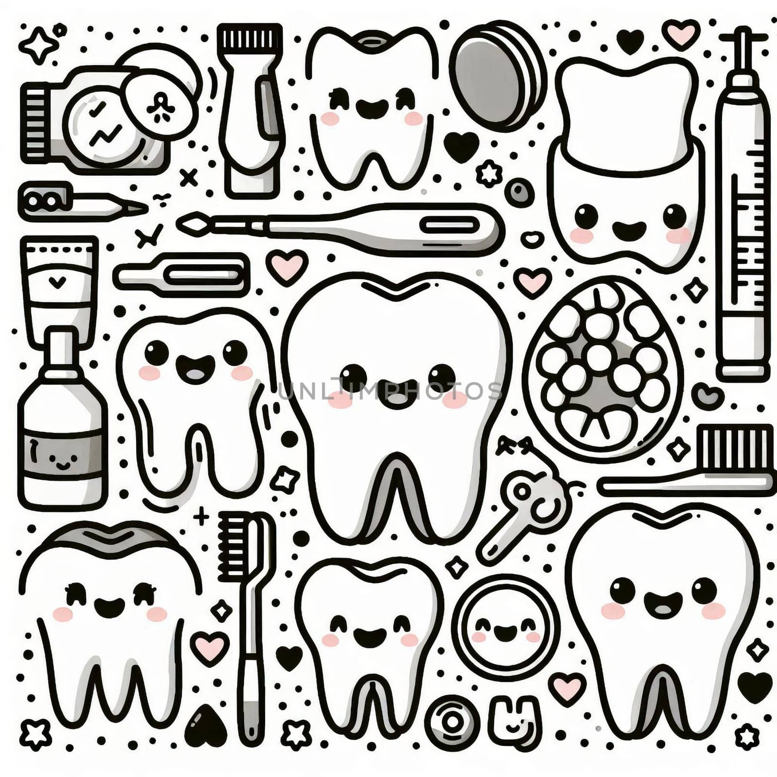 Cute dental clinic doodle illustration background