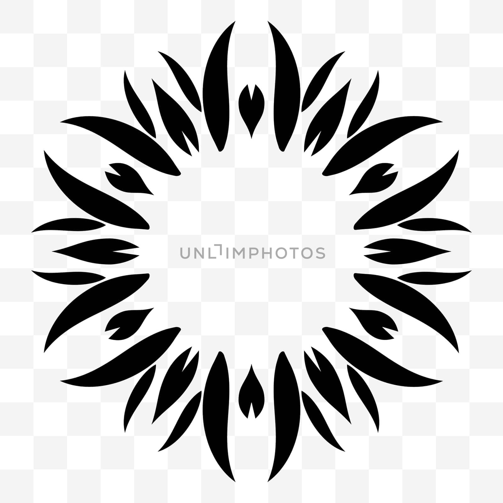 universal symmetrical element for a pattern. Floral ornament. Spectacular frame. Isolated objects. Vector image.