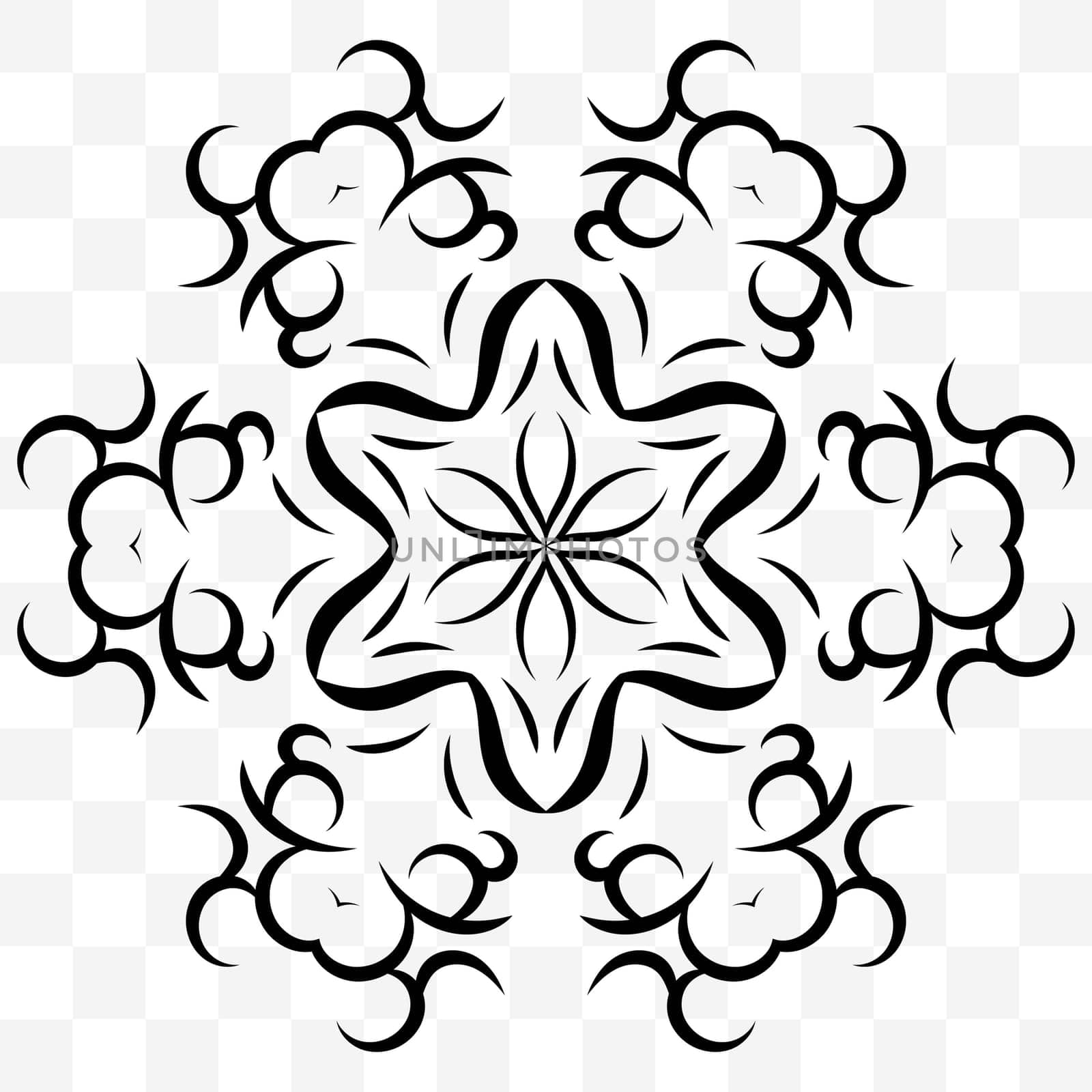 A universal symmetrical element for a pattern. Original ornament. Isolated objects. Vector image.