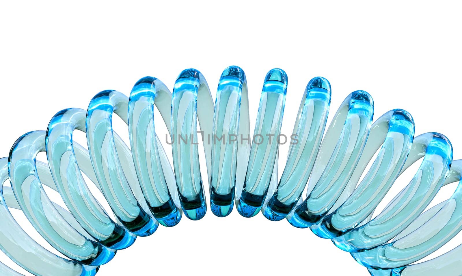 Abstract blue glass spiral isolated on white background 3d render