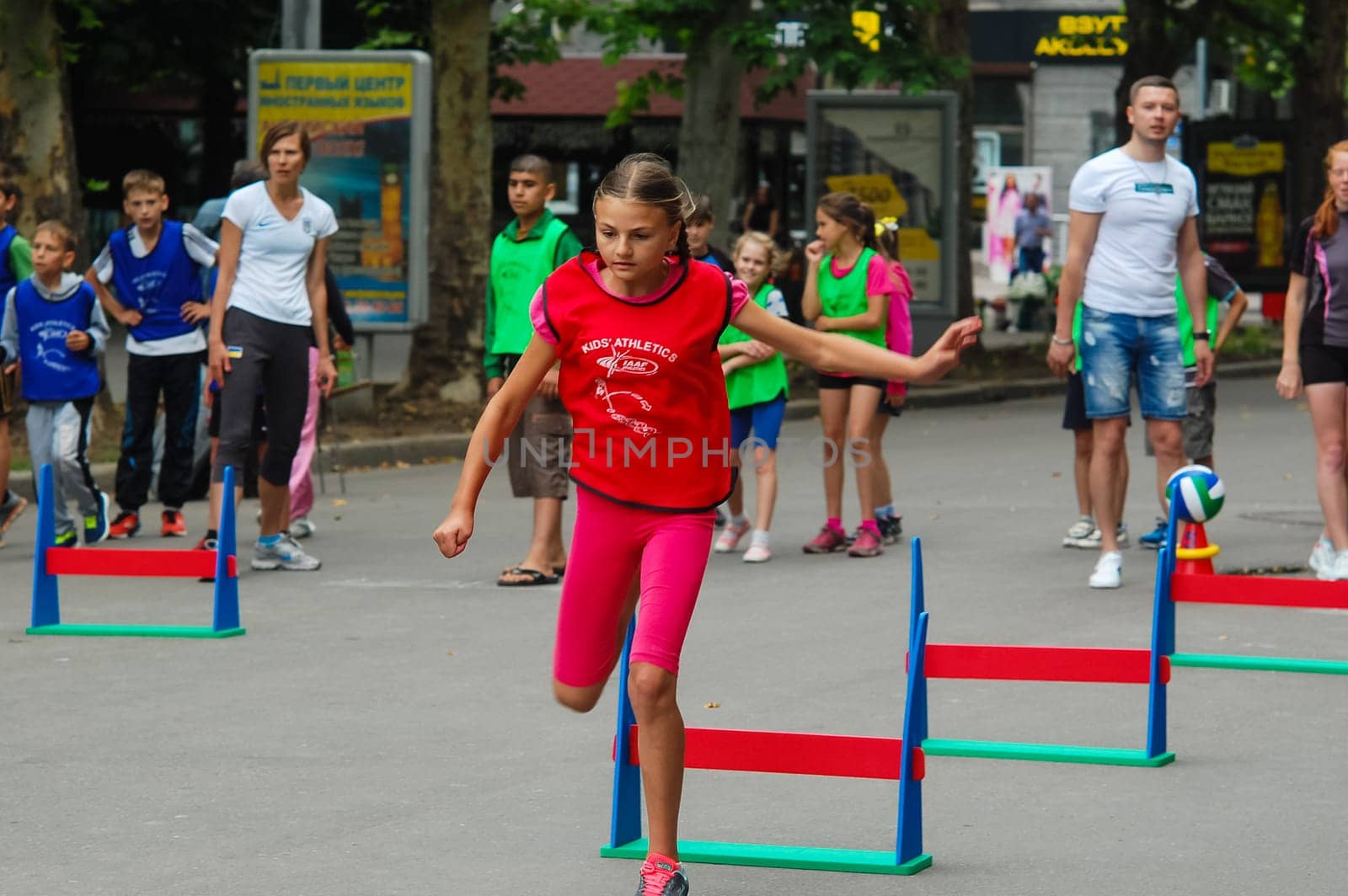 Russia, Volgodonsk - may 17, 2015: Relay all-round. Competition program with multiple exercises