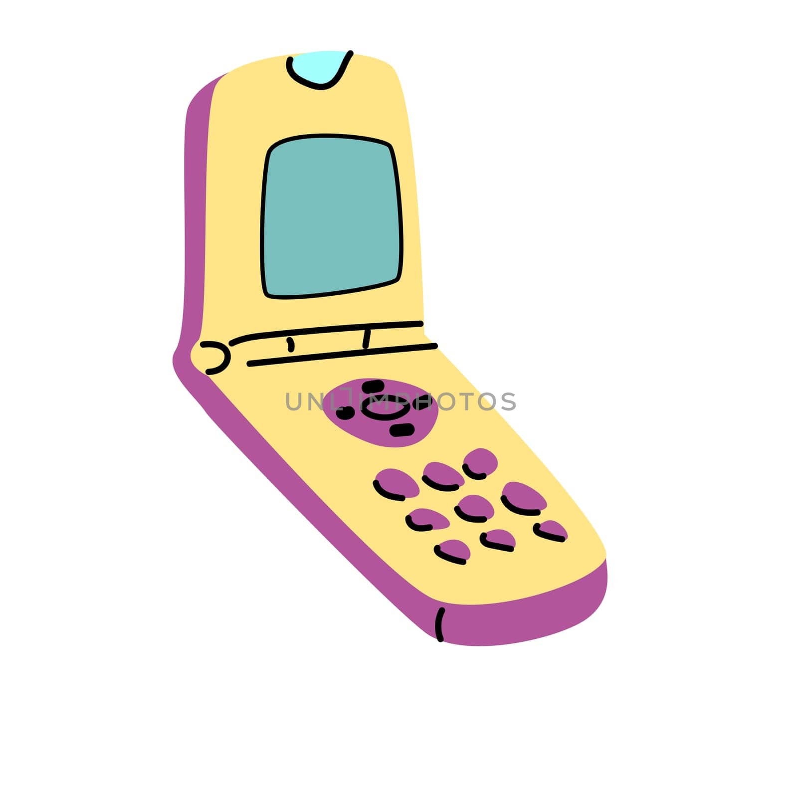 90s retro element mobile phone, 2000s, or y2k element, retro style. Can use for stickers, banner, greeting card.