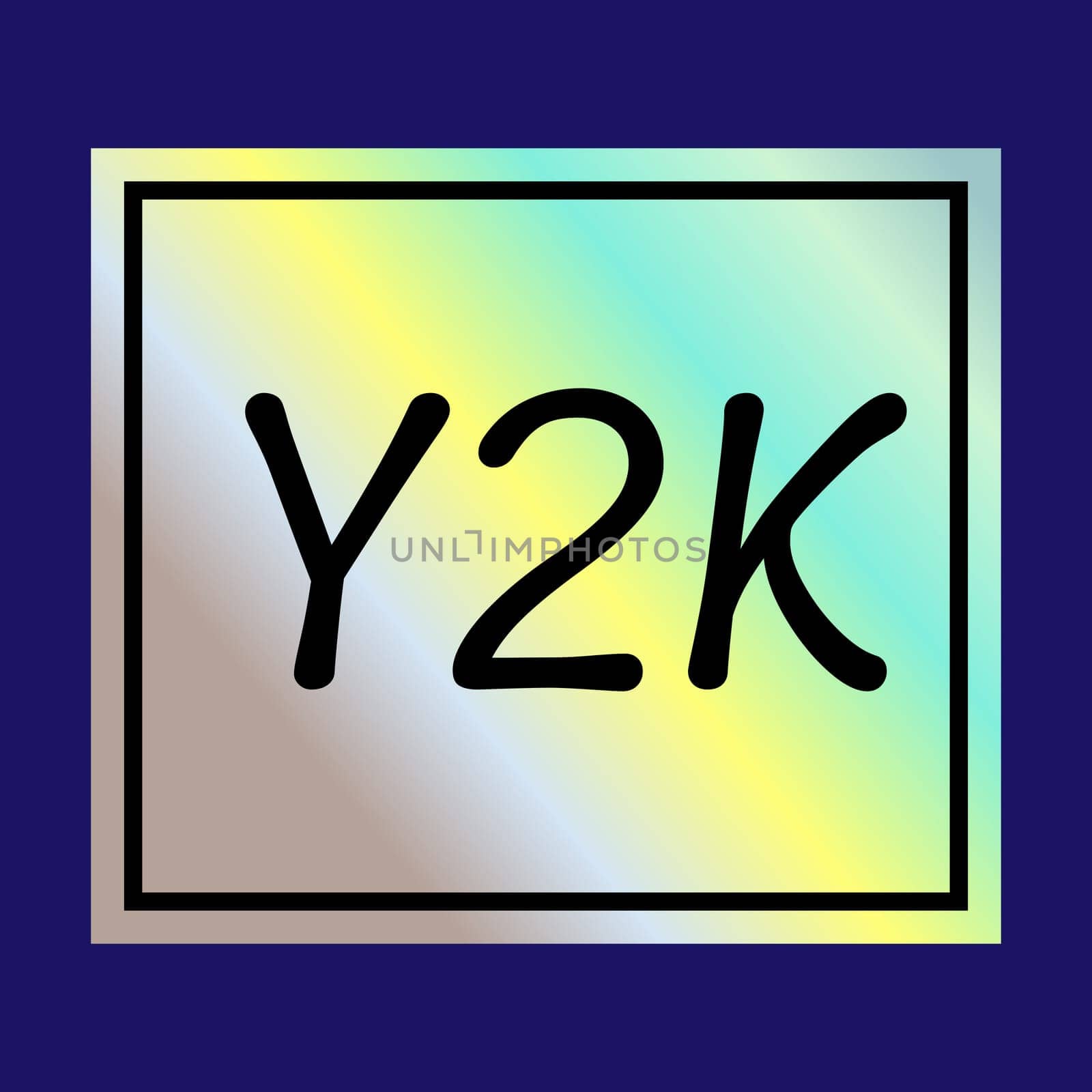 Y2k gradient element, 2000s sticker with hologram, vector futuristic style, trendy chrome shape. Abstract aesthetic retro element.