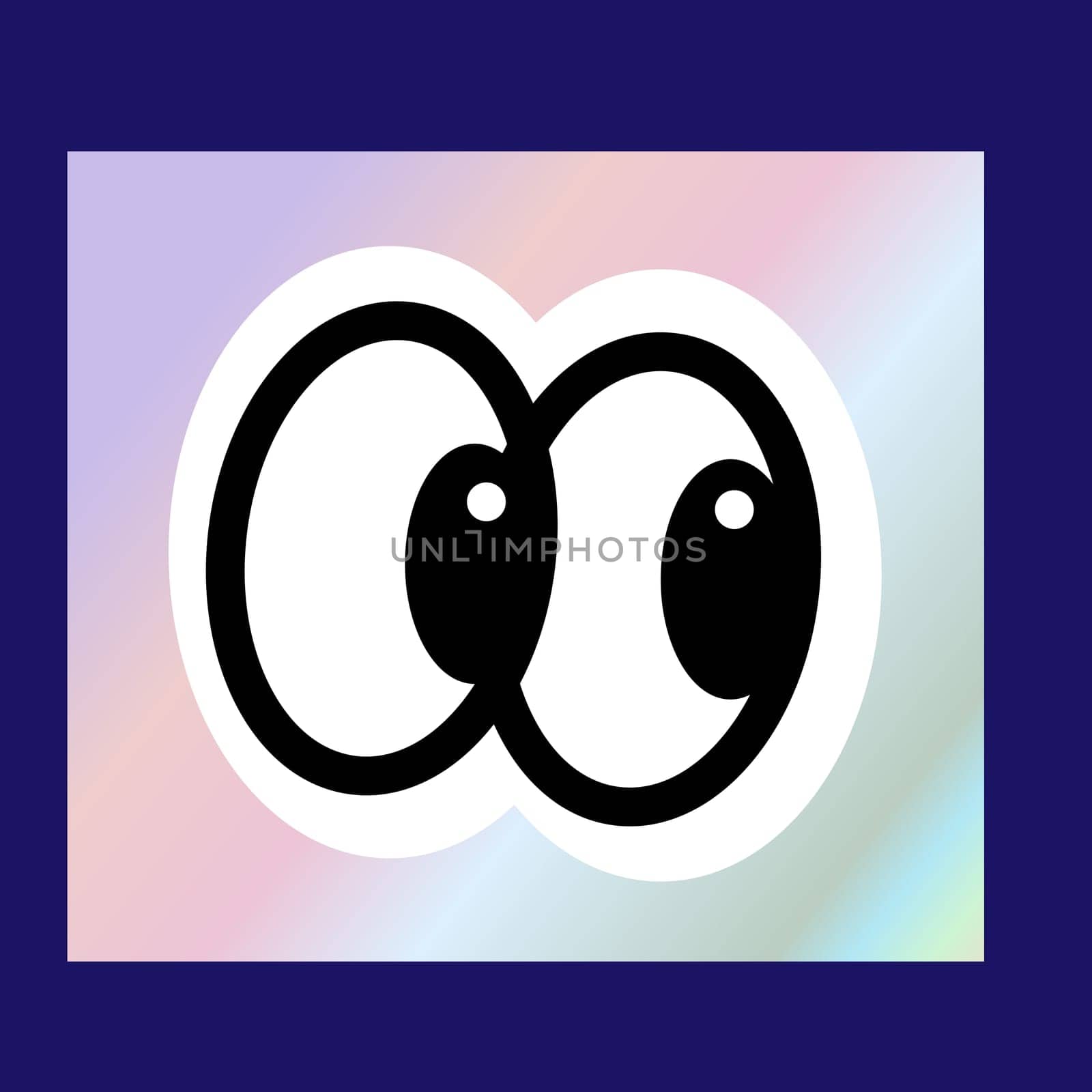 Y2k blur gradient, 2000s background with hologram eye, vector futuristic banner, trendy chrome shapes. Abstract aesthetic retro patch, silver background with retro eye.