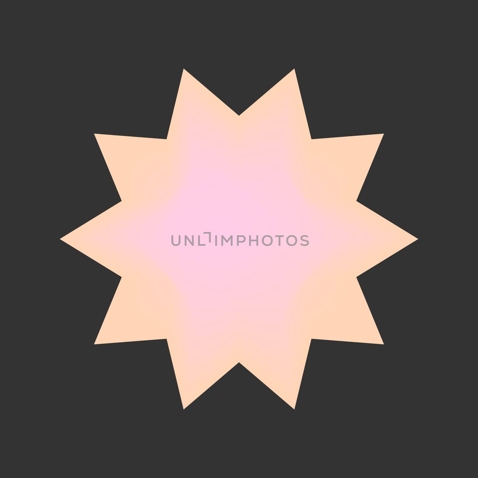 y2k futuristic element of 2000s aesthetic design, star shape in gradient. Abstract figure on black background