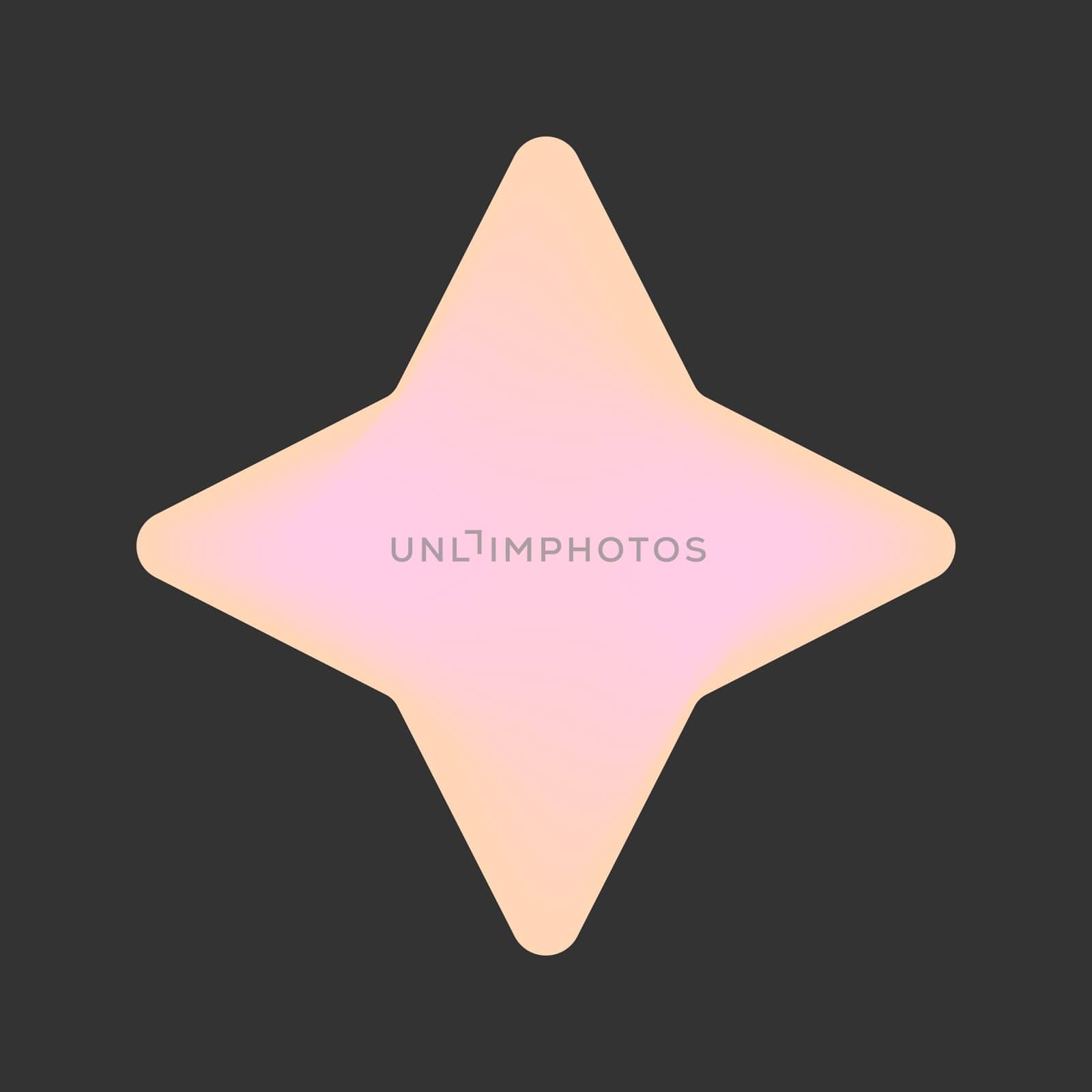 y2k futuristic element of 2000s aesthetic design, star shape in gradient. Abstract figure on black background