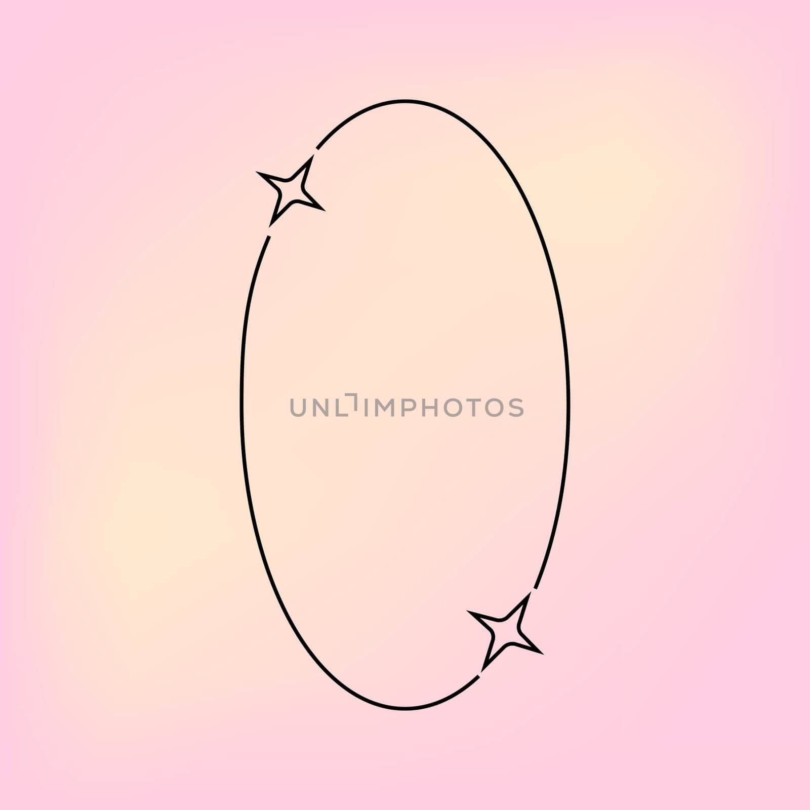 y2k retro element, 2000s element of frame and stars, shape in minimalistic style on gradient blurred background