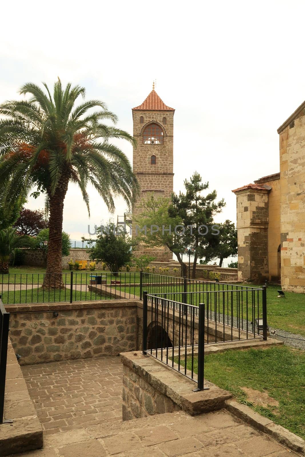 The bell tower, minaret of the Hagia Sophia Mosque, formerly a greek orthodox church, Trabzon, Turkey 2022