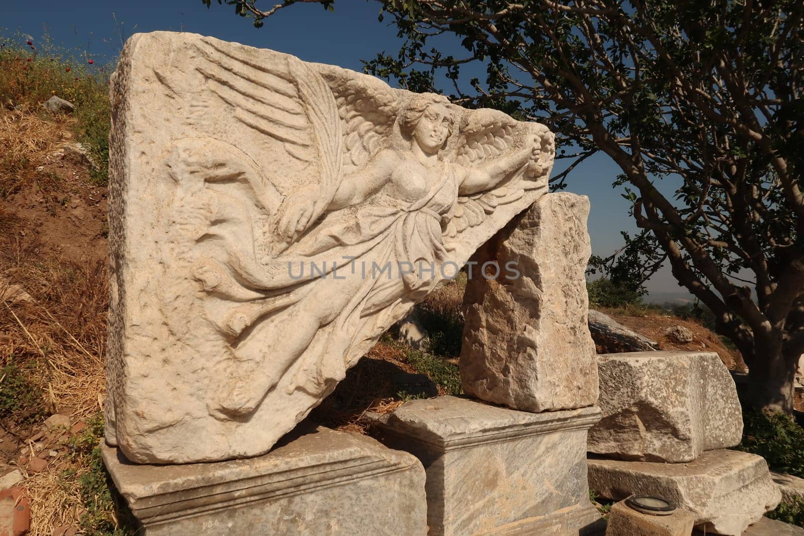 Relief of Nike the winged goddess of victory in Ephesus, Turkey 2022