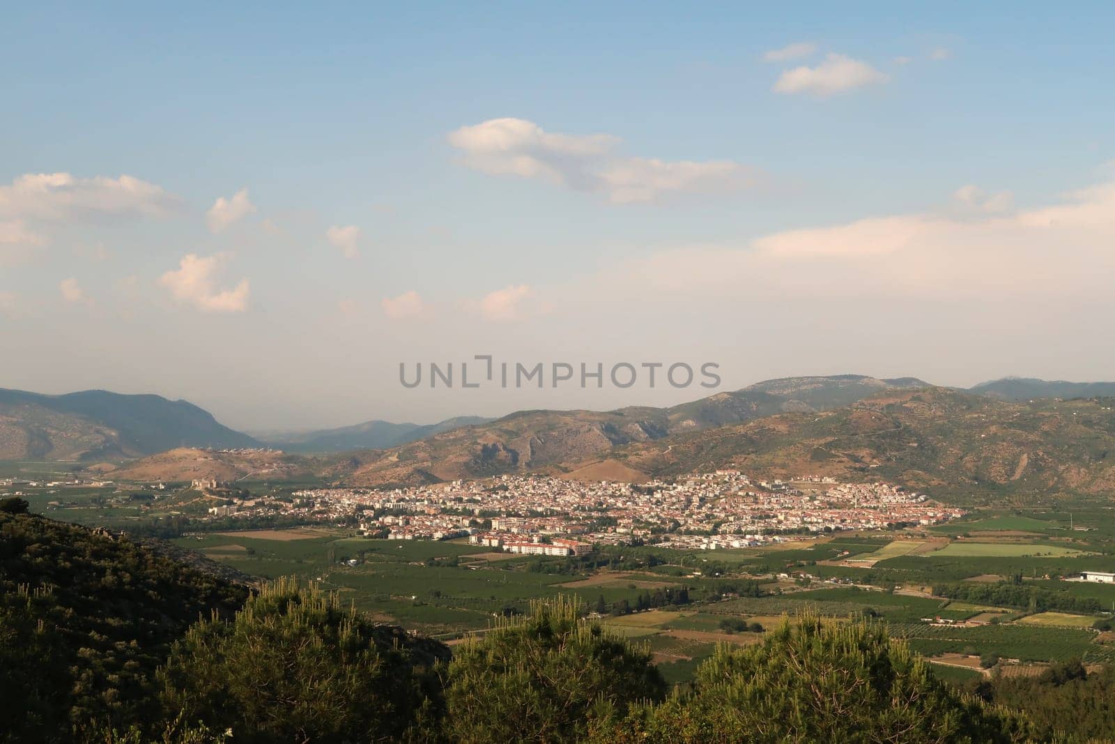 View onto the town of Selcuk in the late afternoon, Turkey 2022
