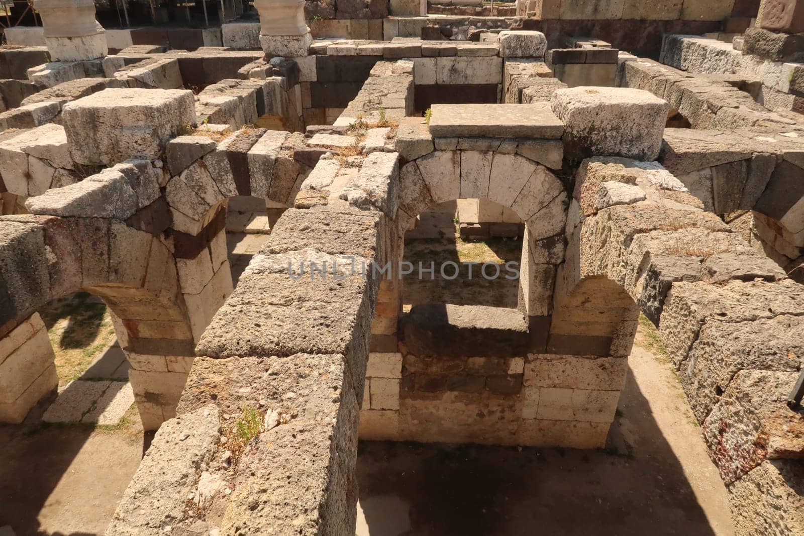 The Smyrna Agora from above, ancient city of Izmir, Turkey 2022