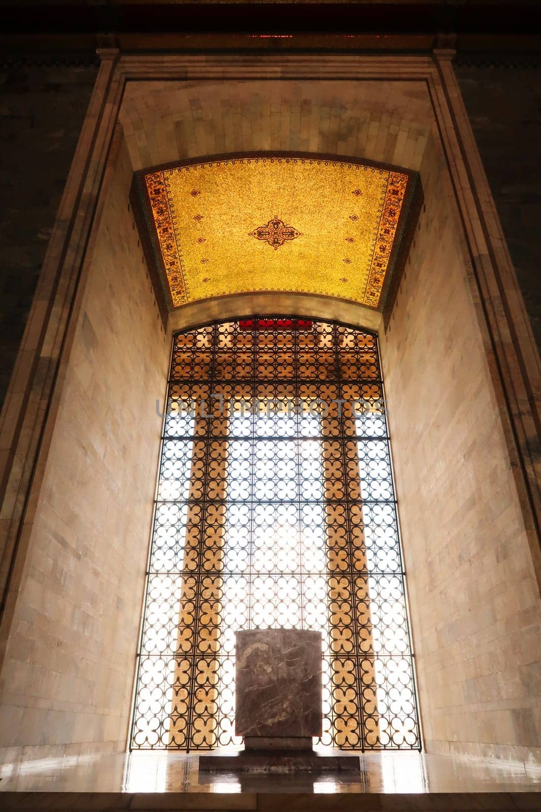 The tomb, grave, coffin of Mustafa Kemal Atatürk, Ataturk, founding father and first president of the Republik of Turkey, on display in the Hall of Honor, a mausoleum inside the Anitkabir monument, memorial, complex, Ankara, Turkey 2022