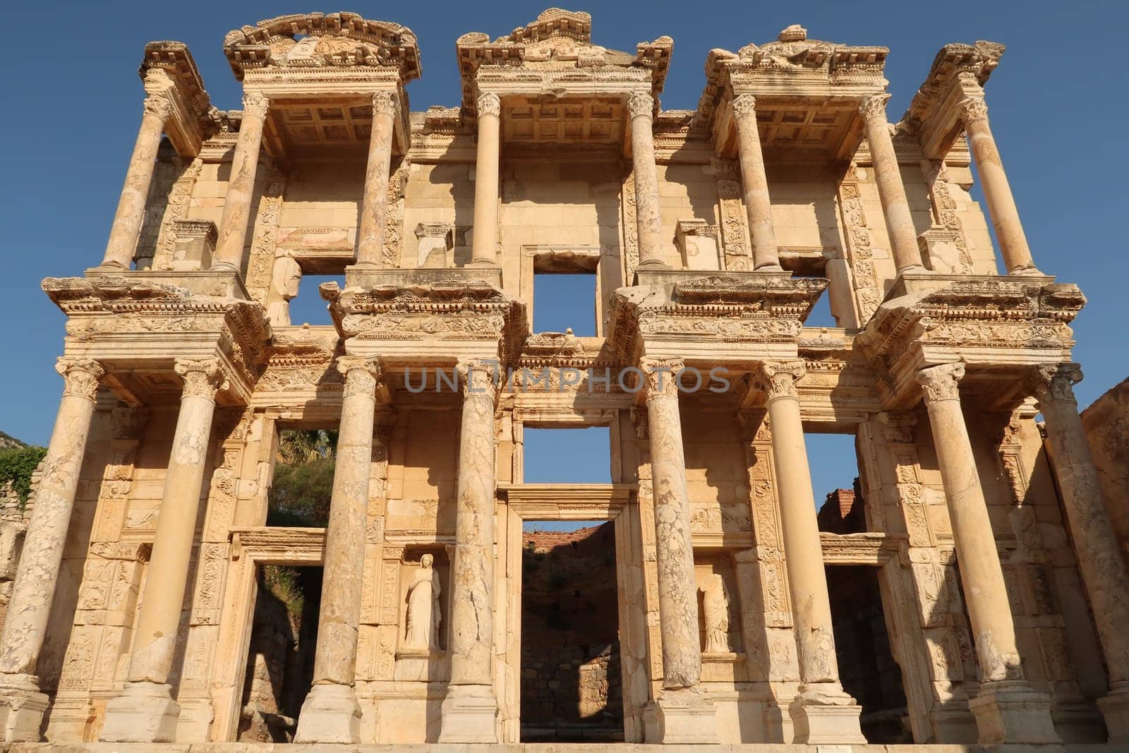 The elaborate facade of the Library of Celsus at Ephesus, Selcuk, Turkey 2022
