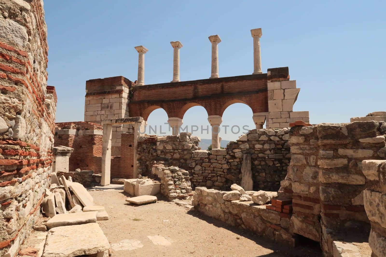 The ancient ruins of the Basilica of St. John in Selcuk, near Ephesus, Turkey 2022