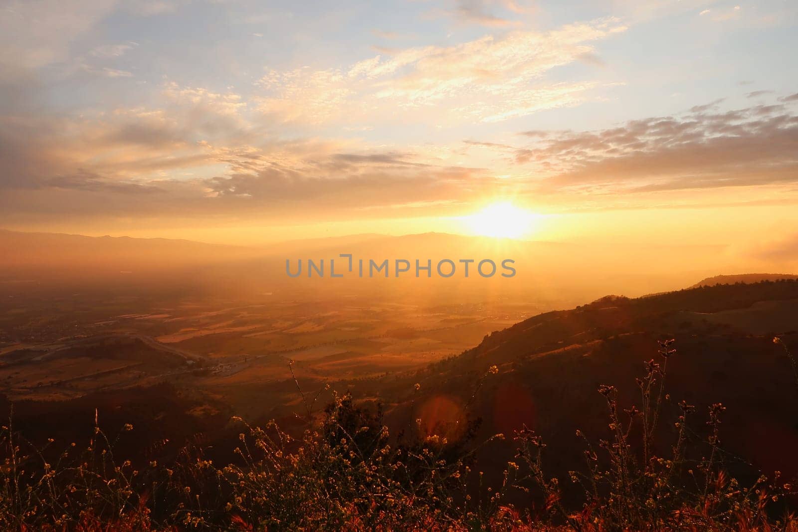 Spectacular sunset over the valley next to Pamukkale, Turkey 2022