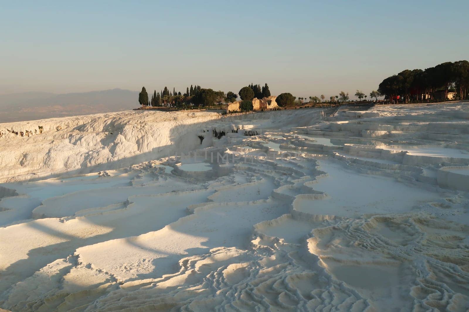The many travertines of Pamukkale early in the morning, Denizli, Turkey 2022