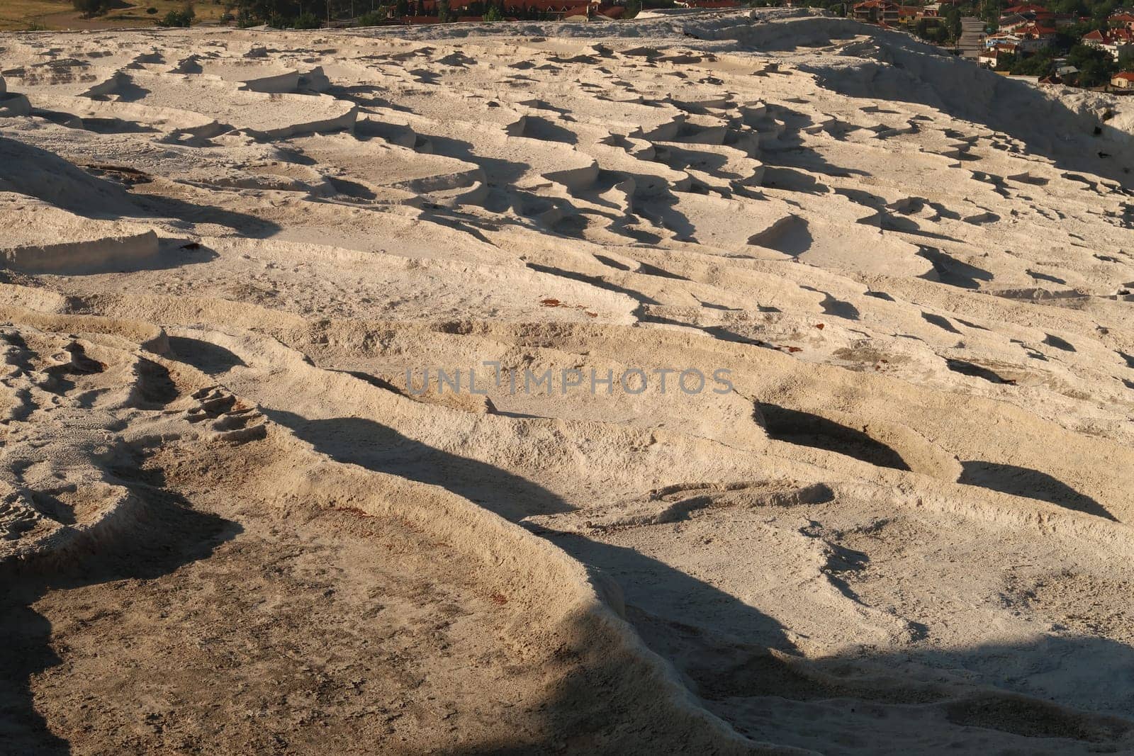 Many dried up travertine terraces at Pamukkale, Denizli, Turkey 2022