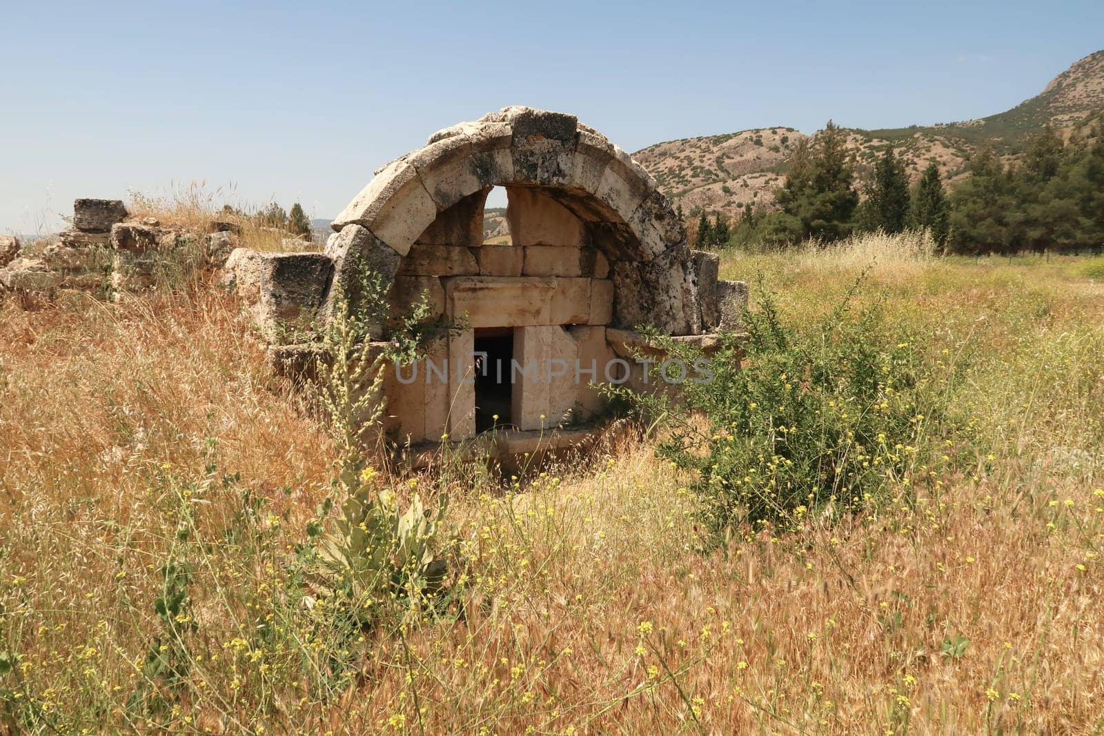 Round shaped tomb, mausoleum in the Northern Necropolis of the ancient site of Hierapolis, Turkey 2022