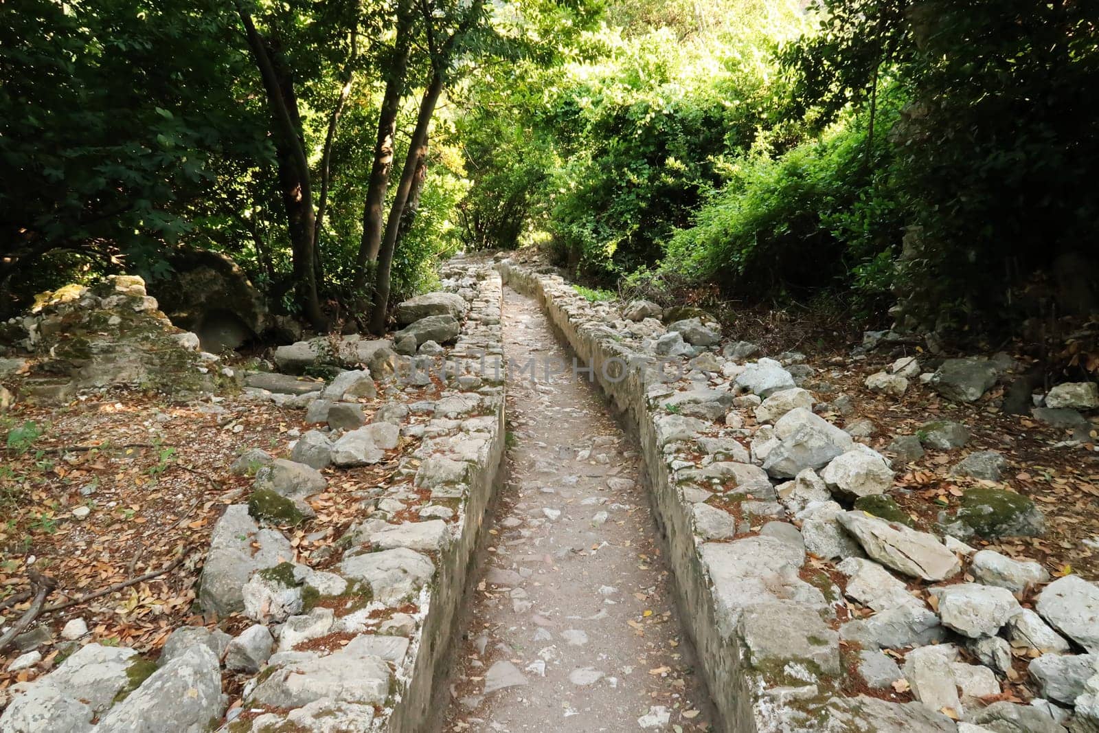 One of the canals at the ancient site of Olympos, Olympus, close to Antalya, Turkey 2022