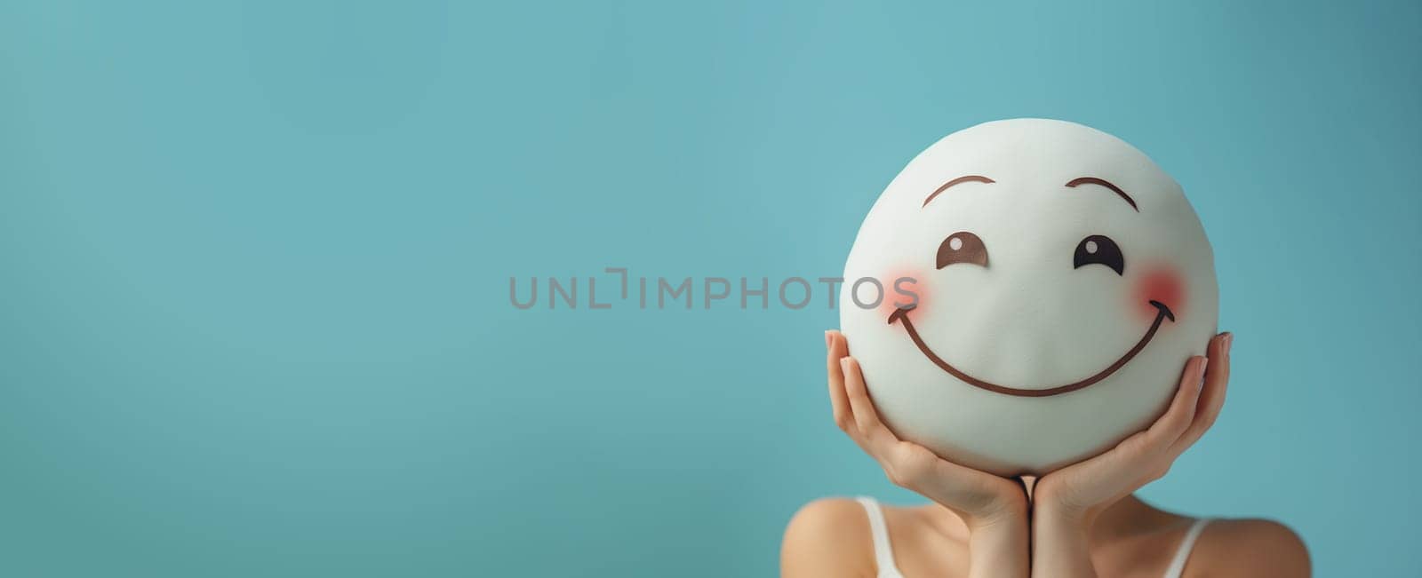 Happy smiling face, mental health concept, positive thinking and attitude, emotion, support and evaluation